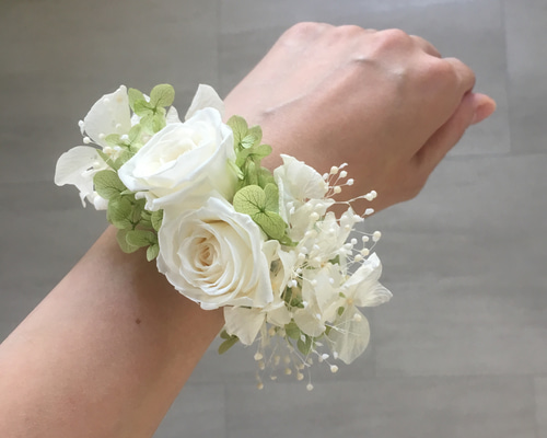 リストレット プリザーブドフラワー Green & White ヘッドドレス