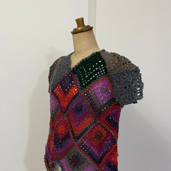 手編み ニット・セーター（半袖レアード） 3枚目の画像