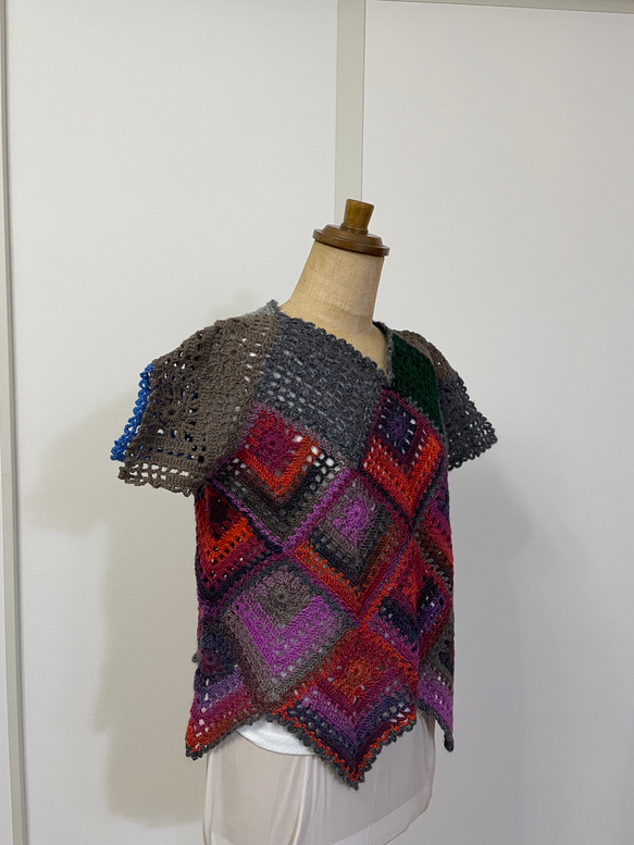 手編み ニット・セーター（半袖レアード） 4枚目の画像