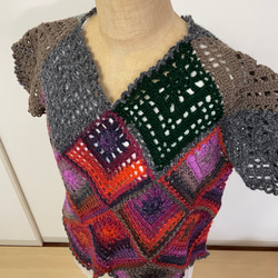 手編み ニット・セーター（半袖レアード） 5枚目の画像