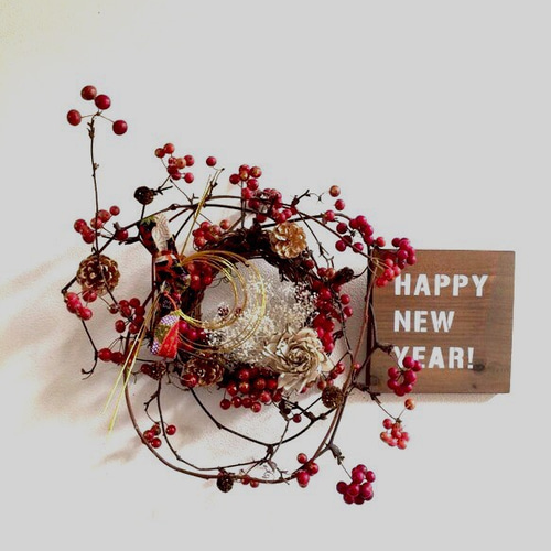 サンキライのドライフラワーリース ~new year wreath~ サンキライのドライフラワーリース ~new year wreath~ サンキライの