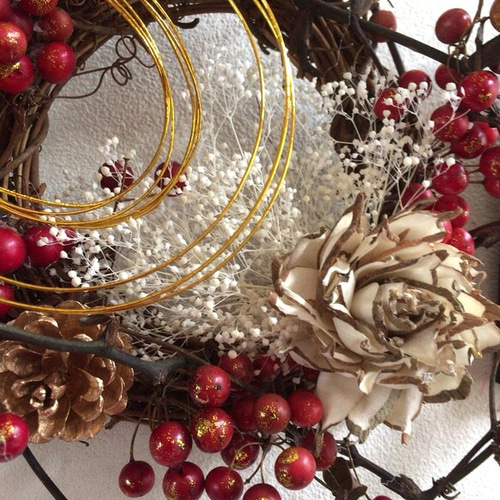 お正月リース サンキライとソーラーステラのリース しめ縄・しめ飾り