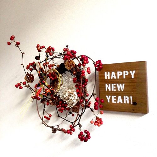 お正月リース サンキライとソーラーステラのリース しめ縄・しめ飾り