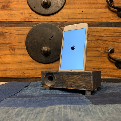 桐製 エコスピーカー スマホ スピーカー Japan blue(藍色) x paulownia(桐材) エコスピーカー スマホスタンド