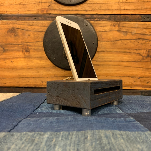 Japan blue(藍色) x paulownia(桐材) エコスピーカー スマホスタンド