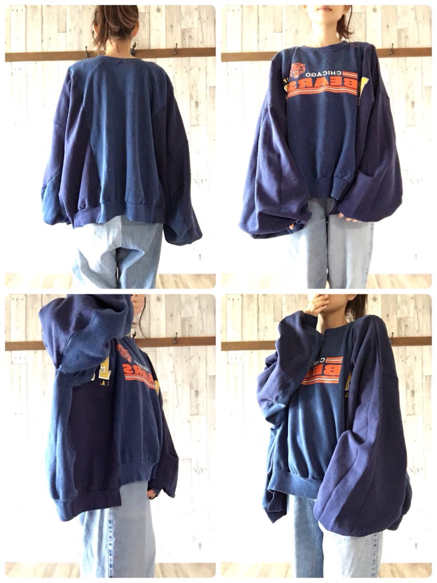 古着　スゥェット　フリル　短丈　リメイク　ビックシルエット　再構築 Lee frill remake sweat 〈レトロ古着 フリルリメイクスウェット