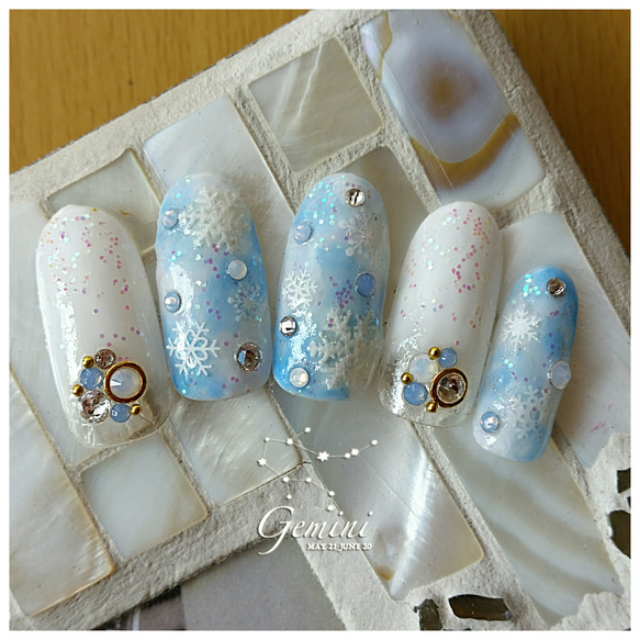【冬バーゲン★】 雪の結晶❄ネイルチップ♡オーダー ネイルチップ（つけ爪 ネイルチップ・付け爪