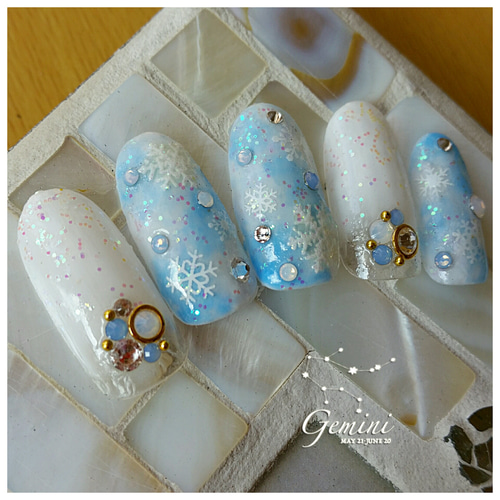 雪の結晶❄ネイルチップ♡オーダー ネイルチップ(つけ爪 雪の結晶❄ネイルチップ♡オーダー ネイルチップ(つけ爪