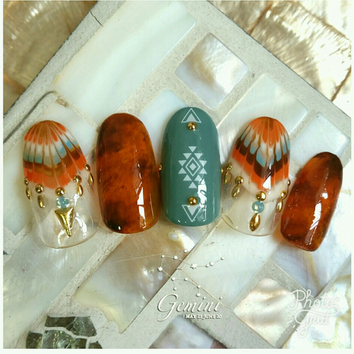 エスニックネイル♡サイズオーダー ネイルチップ（つけ爪