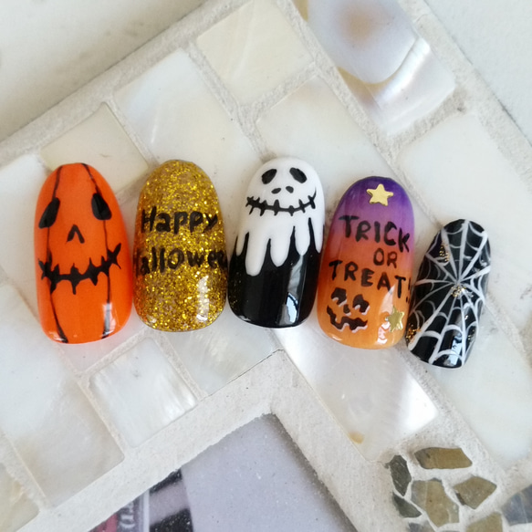 オーダーページ⑩ ハロウィンネイル 今年のグッズのゴーストたち👻🩷 #ハロウィンネイル#ディズニー