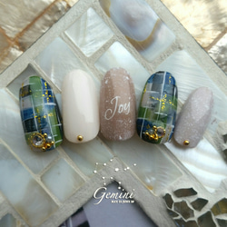 no.036ニュアンスチェックリボン ネイルチップ 水色 サイズオーダー no.036ニュアンスチェックリボン ネイルチップ 水色 サイズオーダー