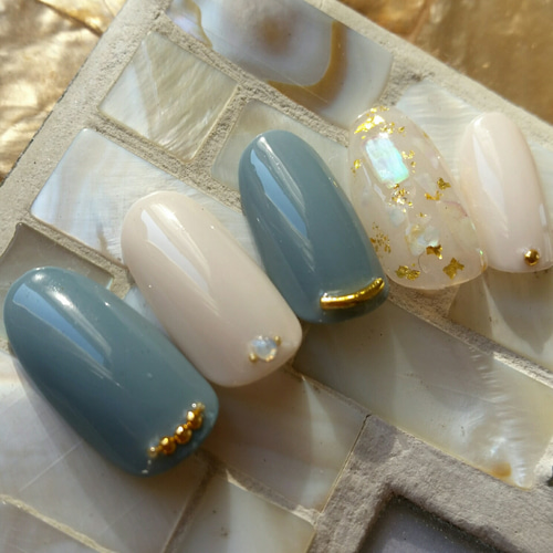 ブルーシェル ネイルチップ No.104 ジェルネイル ネイルチップ ブルー 青 ニュアンスネイル