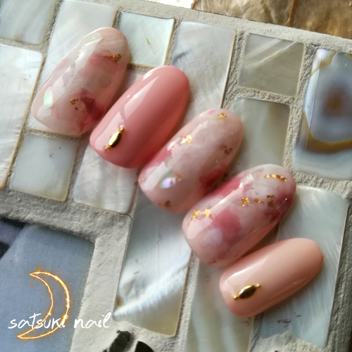 ふわふわピンクの桜貝ネイル♡サイズオーダー ネイルチップ