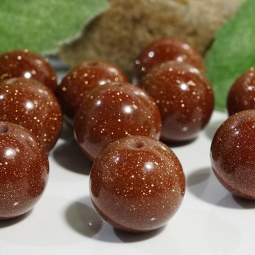 ☆茶金石☆10粒☆10mm○人工石（ゴールドストーン） ビーズ