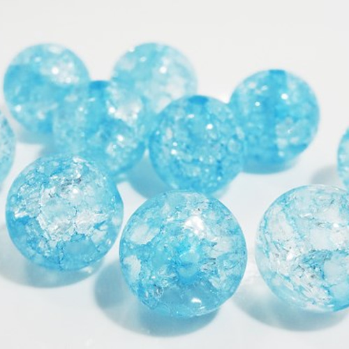 ☆10粒☆10mm○ クラック水晶☆ライトブルー○天然石 天然石 sanuk