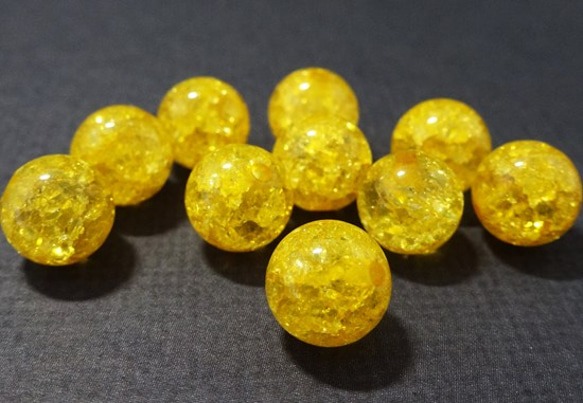 ☆20粒☆8mm○ クラック水晶☆イエロー○天然石 天然石 sanuk