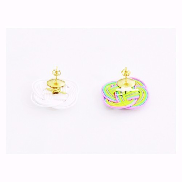 リボンと花のピアス -Silver×Lemon Gold-　■イヤリング可■ 4枚目の画像