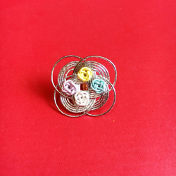 油菜花耳環一隻 - 銀色 &amp; 小花 - ■ 可穿孔■ 第2張的照片