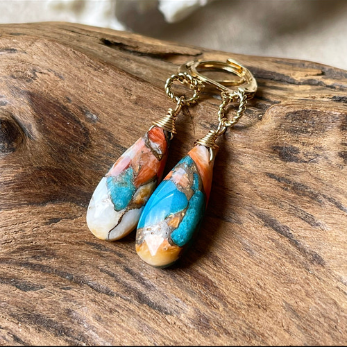 再販‼️オイスターカッパーターコイズピアス＊ ピアス（フープ
