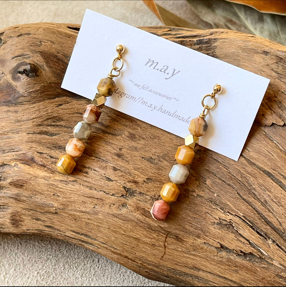 クレイジーレースアゲート ピアス クレイジーレースアゲートのバーピアス* ピアス（その他） m.a.y. 通販