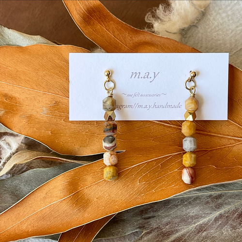 クレイジーレースアゲート ピアス クレイジーレースアゲート ヘキサゴンピアス - メルカリ