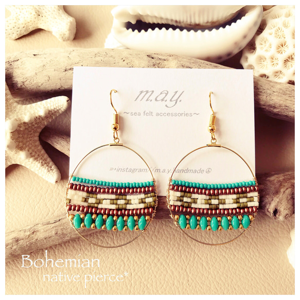 nativeボヘミアンピアス＊ ピアス（フープ） m.a.y. 通販｜Creema 