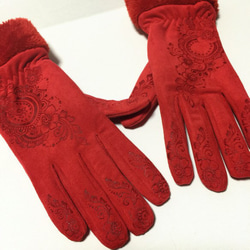 メヘンディー・ヘナスタイル　あったか手袋　赤色　M L size 3枚目の画像