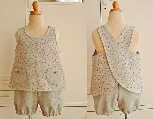 ◇送料無料◇【型紙】子供用バッククロスベスト・80～120エプロンにも