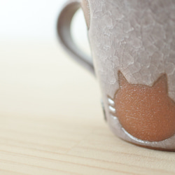 マグカップ（小豆）ねこ水玉【受注制作】 4枚目の画像