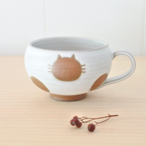 スープカップ（白）ねこ水玉【在庫有】 マグカップ こめがま 通販