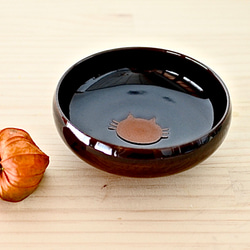 丸小鉢（茶）ねこ水玉【在庫有】 5枚目の画像
