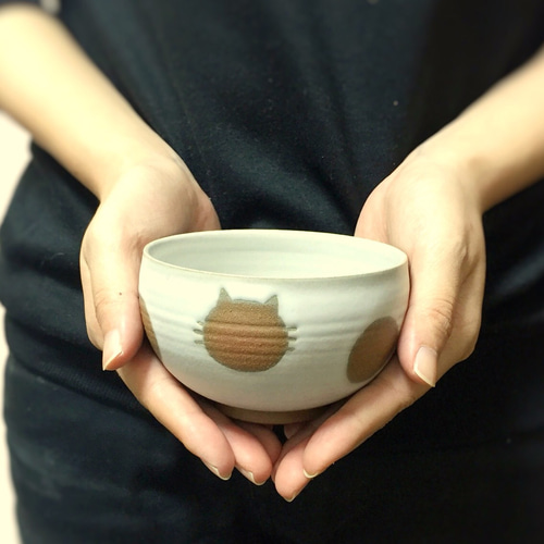カフェオレボウル（青）ねこ水玉【在庫有】 お椀・ボウル・鉢 こめがま