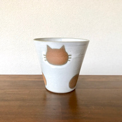 フリーカップ（白）ねこ水玉【在庫有】 1枚目の画像