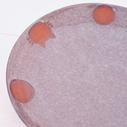 ねこ水玉　大皿　ワンプレート（小豆）受注制作 2枚目の画像