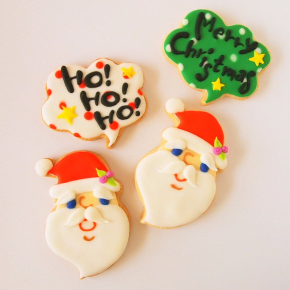 クリスマスクッキーセット【サンタクロースとメッセージクッキー／クリスマスの小瓶】 3枚目の画像