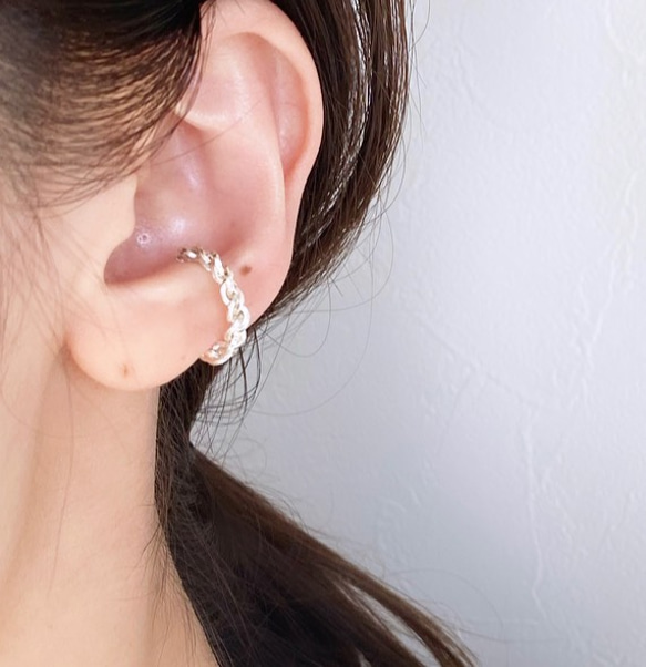 silver925  Knit  ear cuff  イヤーカフ 1枚目の画像