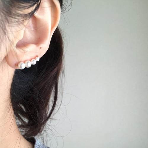 14kgf✳︎pearl clip ピアス/イヤリング イヤークライマー 両耳 ペア