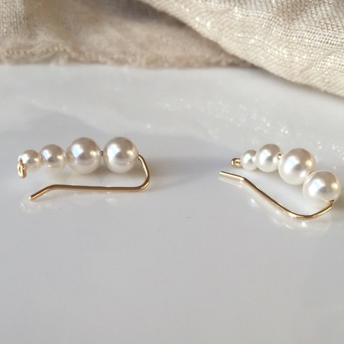 14kgf✳︎pearl clip ピアス/イヤリング イヤークライマー 両耳 ペア