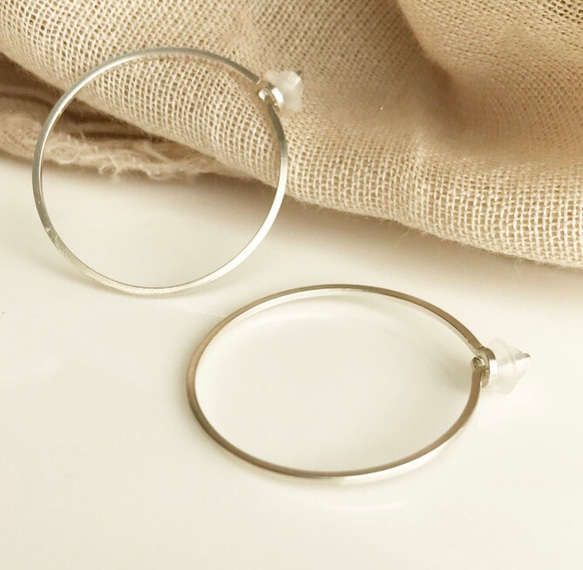 silver925✴︎ square wire hoop フープ ピアス 2枚目の画像