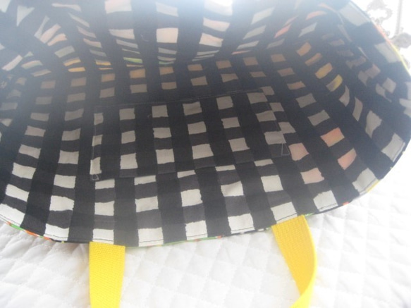レッスンバッグ＆シューズバッグ　黒×黄　ラメ　ブロック 2枚目の画像