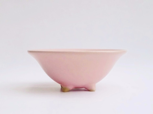小花の足つき鉢（桜色） 2枚目の画像