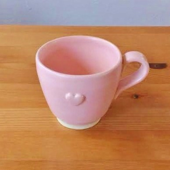 ハートマークのコーヒーカップ・大（桜色） 2枚目の画像
