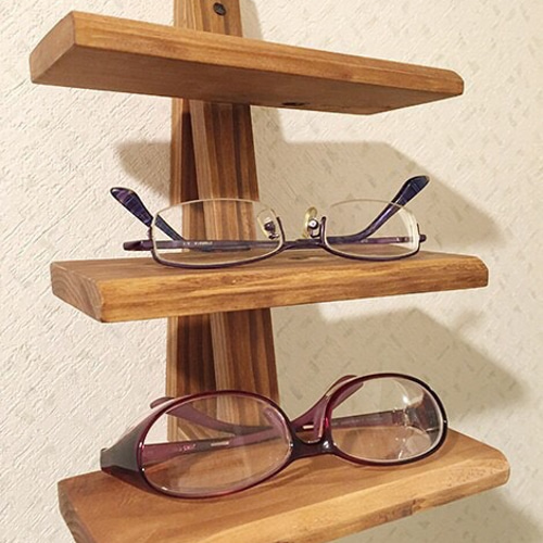 【ハンドメイド壁掛けラック】木製メガネスタンド ハンドメイド壁掛けラック】木製メガネスタンド