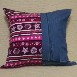 45x45 ビンテージ 藍染 襤褸 リメイク クッションカバー ボロ 3 藍染め リメイク浴衣生地 ③クッションカバー 45㎝×45