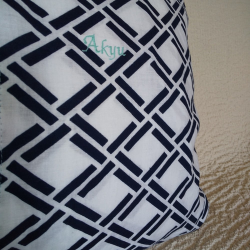 藍染め リメイク浴衣生地 ③クッションカバー 45㎝×45