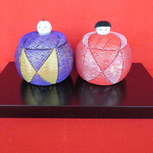 佐賀錦・木目込み雛人形(紫・朱) ひな人形・雛飾り 芳瞳(ほうどう