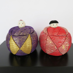 佐賀錦・木目込み雛人形(紫・朱) ひな人形・雛飾り 芳瞳(ほうどう