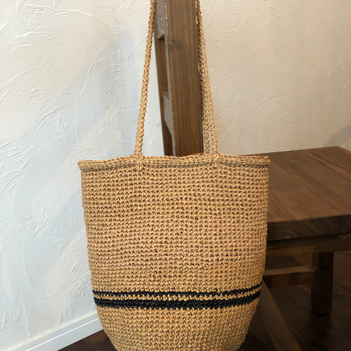 ラフィアかごトートバック 丸底 かごバッグ nikkori made 通販