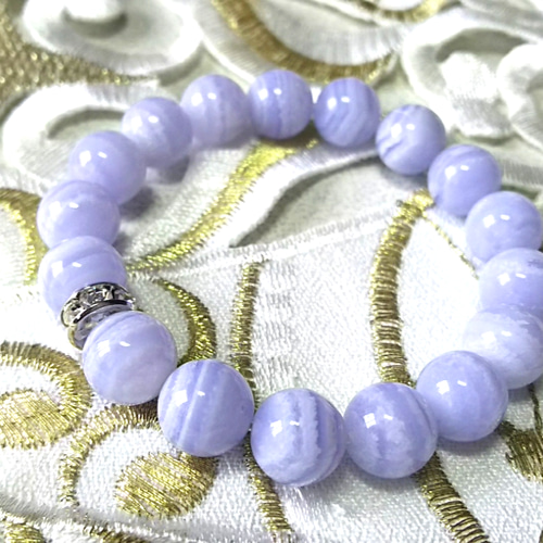 AAA 美しいレース模様◇ブルーレースアゲート《空色縞瑪瑙