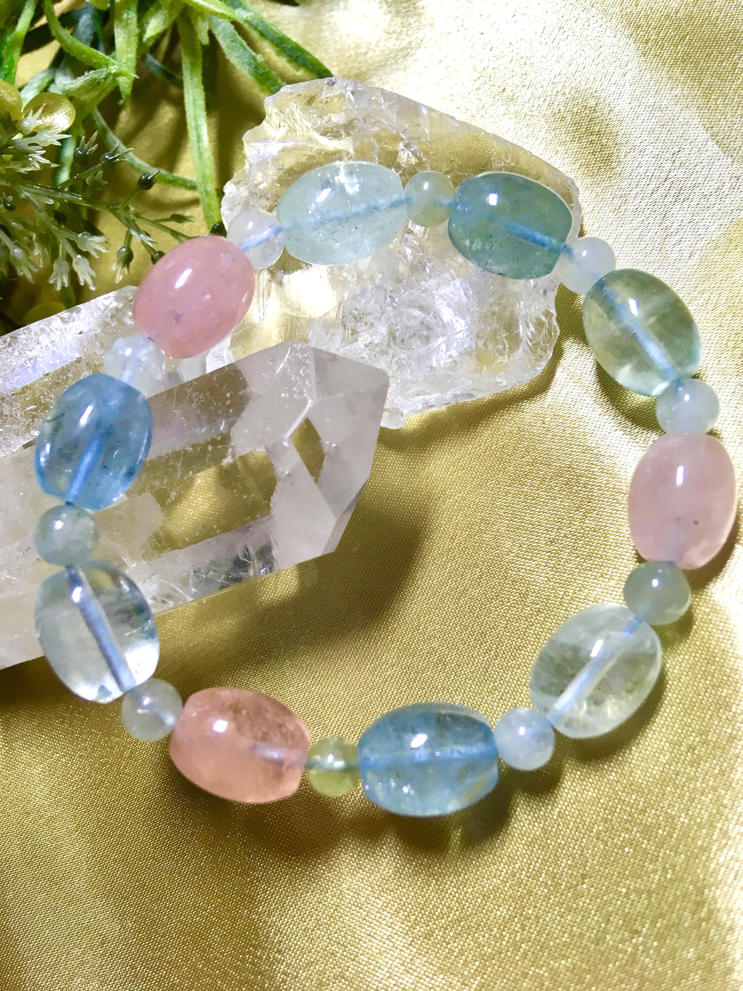 ミックスベリル 約11.9mm ブレスレット モルガナイト アクアマリン